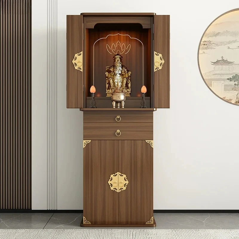 

vertical cabinet with door offering table offering table shrine Bodhisattva God of Wealth offering table placing cabinet