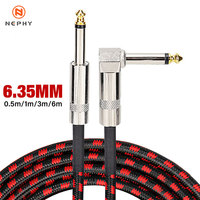 Electric Guitar Cable Braided 1/4 ft Jack 90 Degree TS 6.5mm Audio Mono Cable Bass Electric Box Audio Cable Noise Reduction Cabl