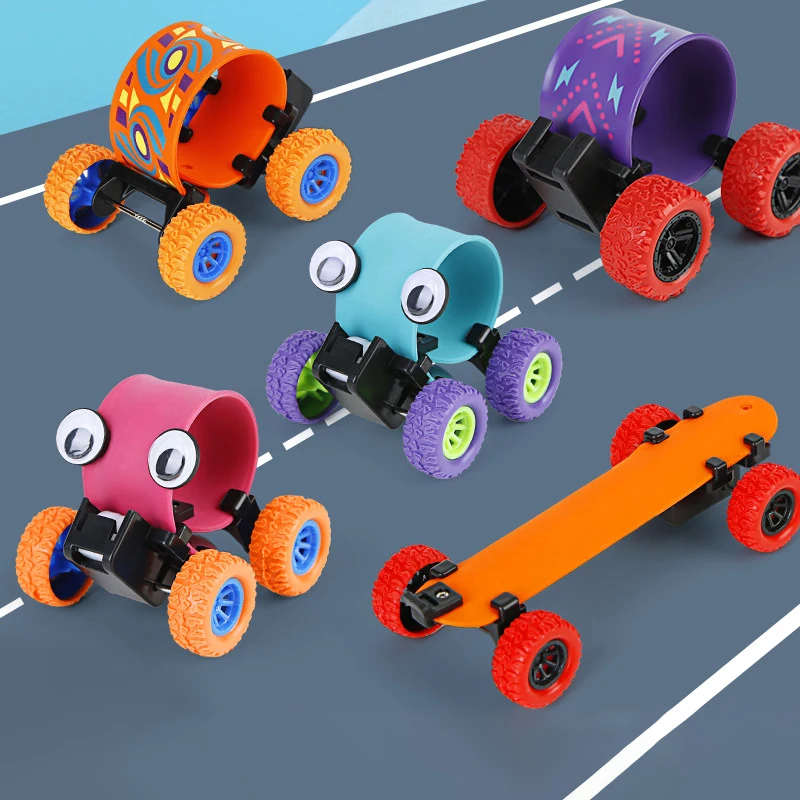 Creative Skateboard Pull Back Car Model Children's Toy Stunt Car Boy's Watch Car Is Resistant To Falling Rolling Back Vehicle