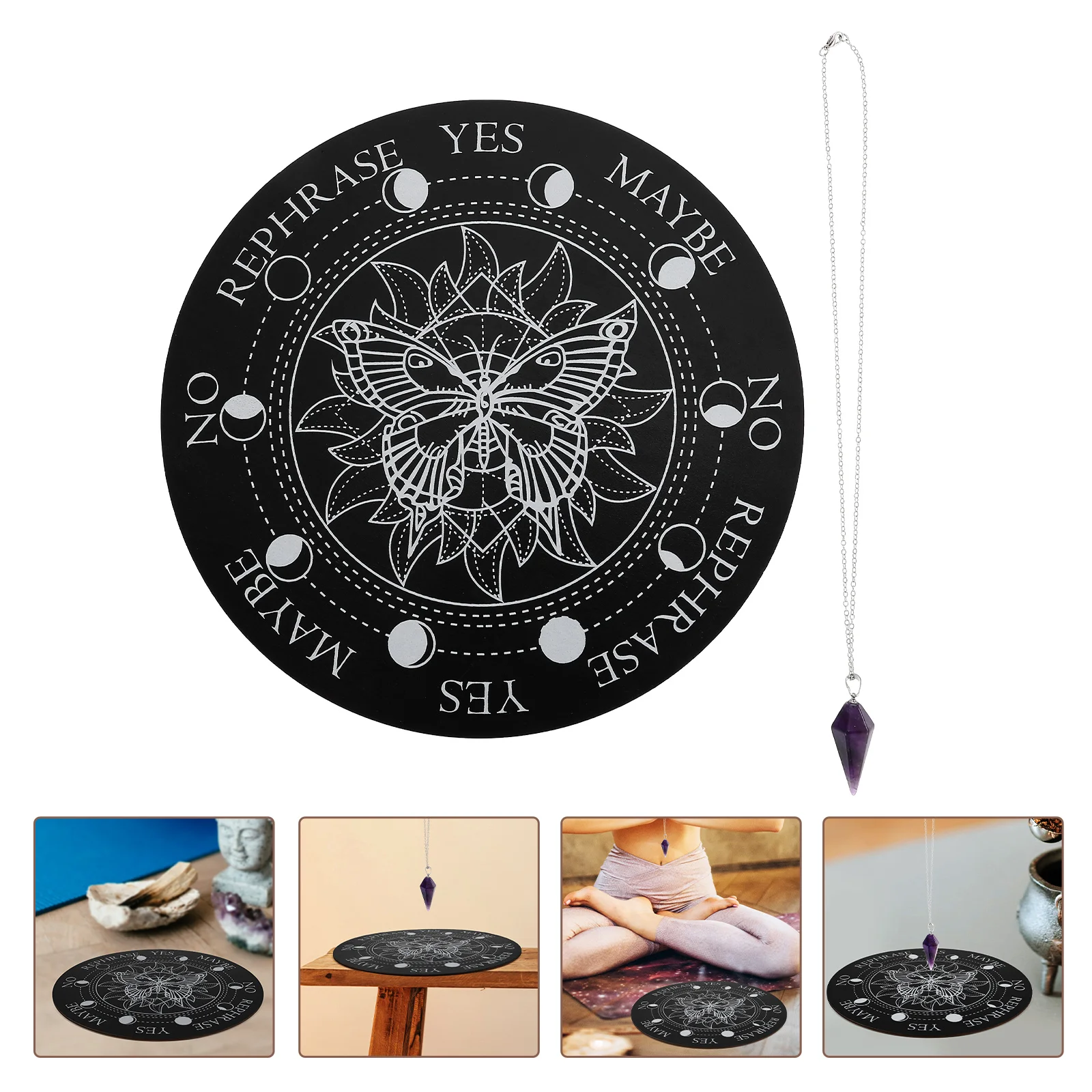 Seven Star Array Decor Decorative Meditation Board Wooden Craft Plate with Crystal Home Chakra Carved