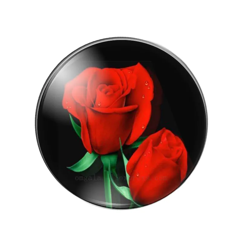 HD Red Rose Flower Photos 10mm/12mm/14mm/16mm/18mm/20mm/25mm Round photo glass cabochon demo flat back Making findings