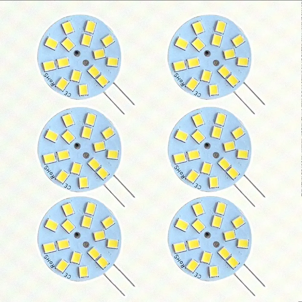 4PCS LED G4 3W Light Round Board SMD 5050 Wide Voltage AC/DC10-30V Back T-Pin 12V 24V MR11 MR16 Halogen Replacement