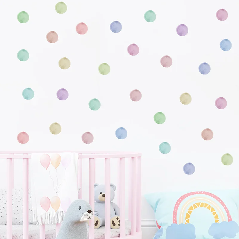 3sheet Watercolor Colorful Polka Dots Wall Stickers for Children Kids Room Decor Wall Decals Living Room Bedroom Home Decoration