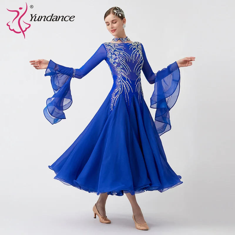 B-23181 New Women Modern Dance Rhinestone Color Diversity Dress Ballroom National Standard Waltz Competition Performance