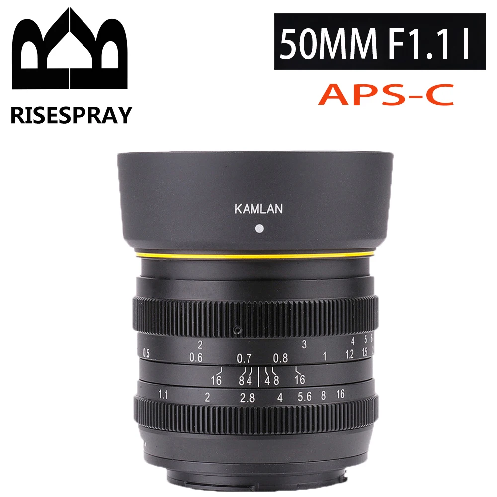 In Stock Kamlan 50mm f1.1 APS-C Large Aperture Manual Focus Lens for Canon EOS-M M1 M2 M3 M5 M6 M10 M50 M100  Mirrorless Cameras