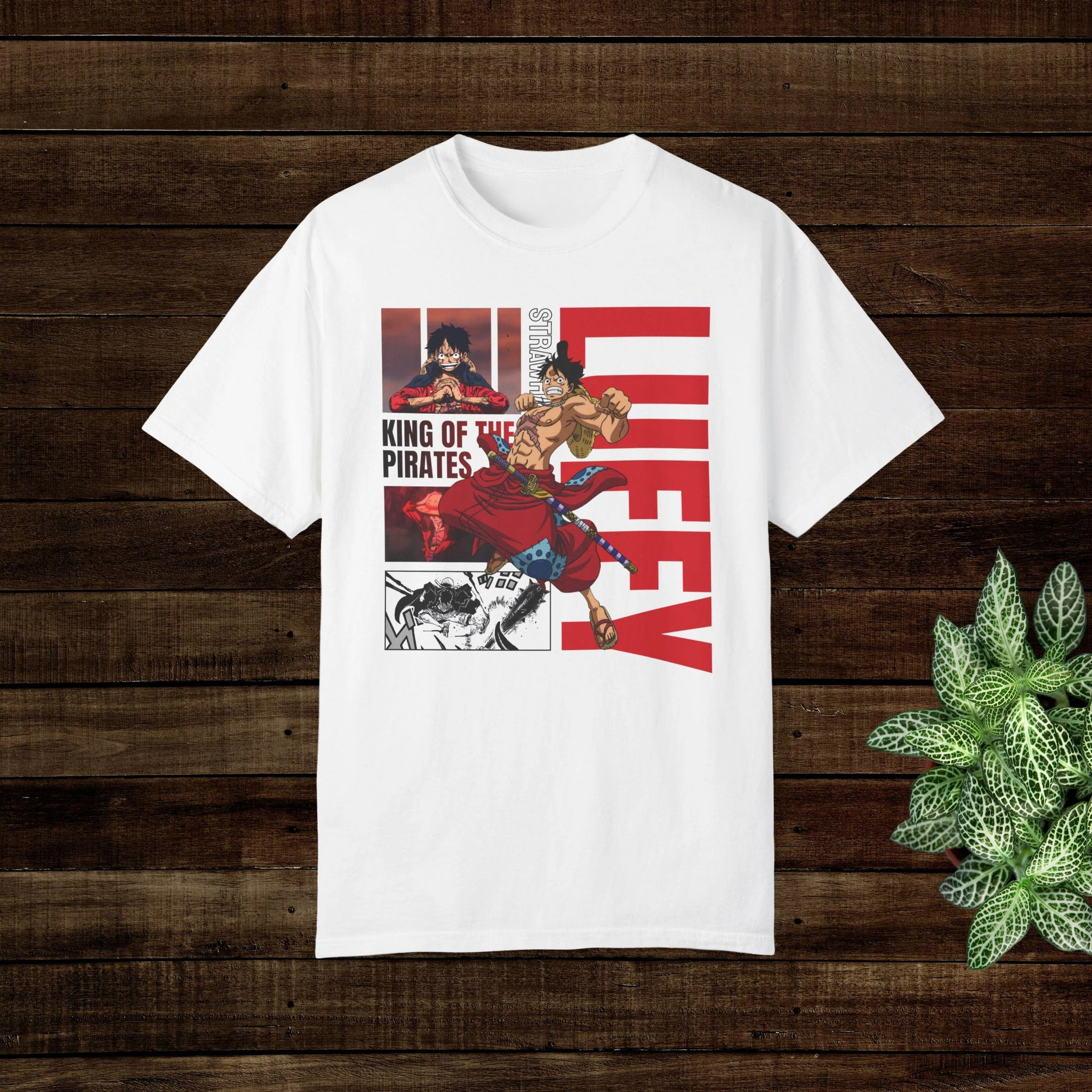 Summer Hot Sale: One Piece Strawhat Luffy King of the Pirates Anime Shirt Men's Round Neck Short Sleeve