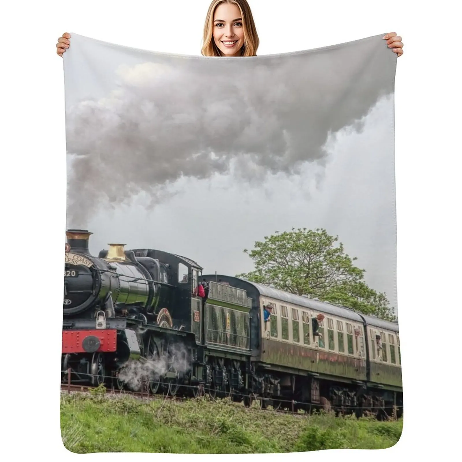 

Nostalgic Cambrian Coast Express Throw Blanket Shaggy Furry Soft Blanket for Bedroom Living Room