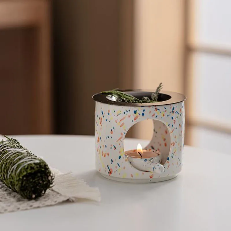Creative Porcelain Aromatherapy Burner Yoga Essential Oil Furnace Candle Holder Spa Fragrance Censer Home Decoration