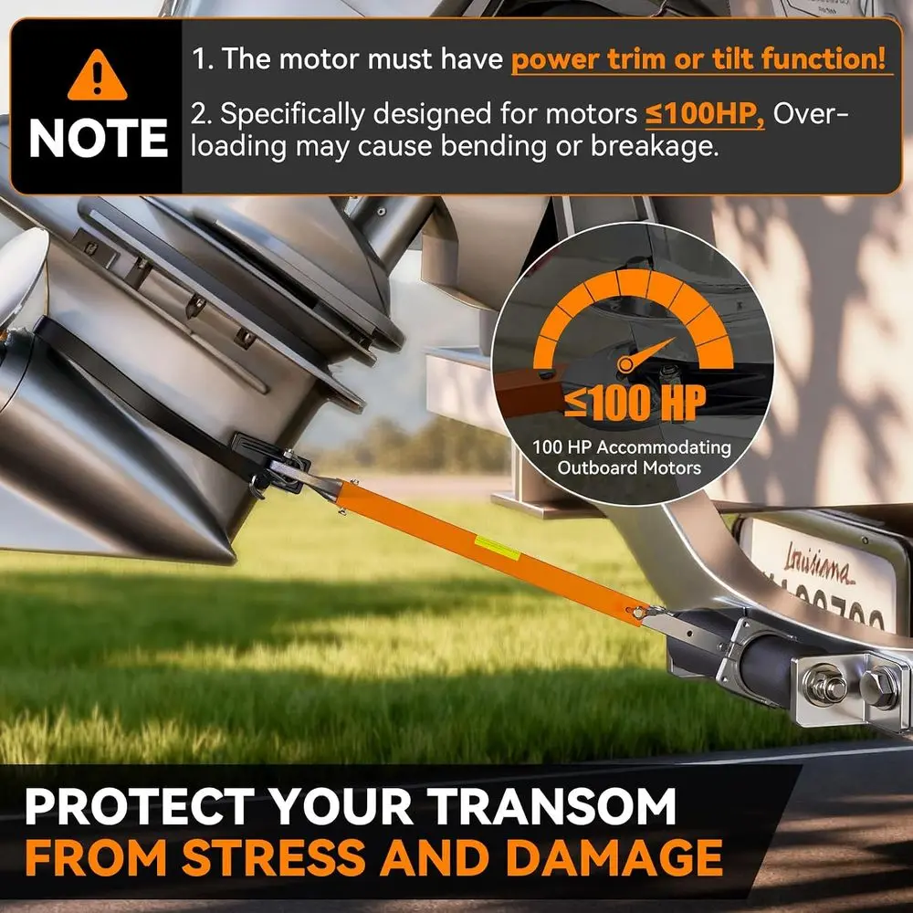 Adjustable Boat Transom Protector for 23-35 Outboards up to 100HP, Suitable for Composite and Aluminum Hulls