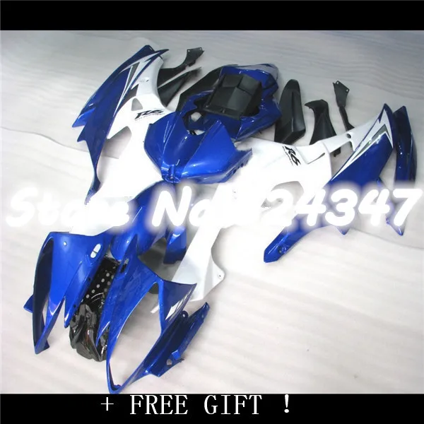 Hey-Blue white Kit+Body For  YZFR6 YZF 600 06-07 YZF R 6 06 07 Glossy blue S9641 YZF600 YZF-R6 YZF R6 2006 2007 Fairing