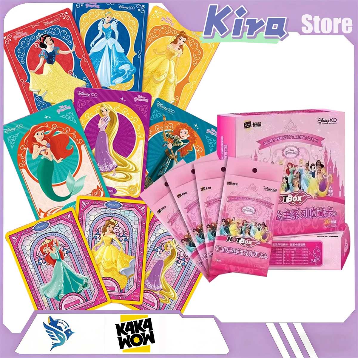 

KAKAWOW HOTBOX Disney Princess Series Collection Cards Snow White Cinderella Aurora Belle Anime Surprise Gift Girl Like Toy