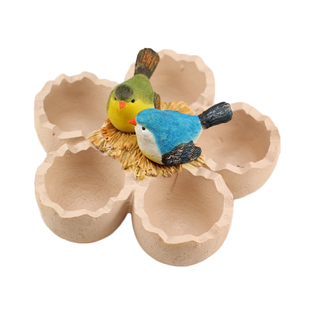 

1pc Creative Resin Flower Pot Mini Succulent Planter Bonsai Decor For Home Office Gift Bird Eggs Design Plant Container