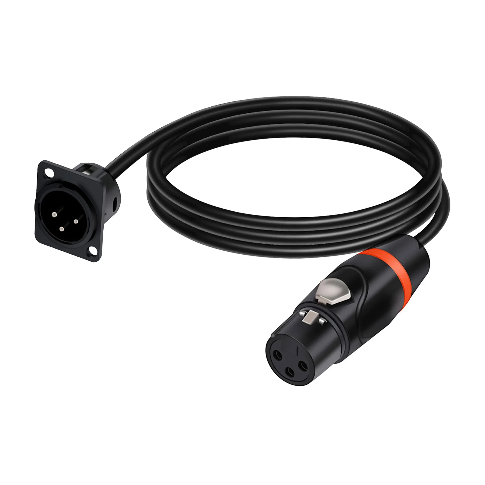 D Type 3Pins XLR Male/Female Fixed Panel Mount MIC Socket to 3Pin XLR Plug Pass Through Converter Cable,for Stage Lighting Mixer view 4