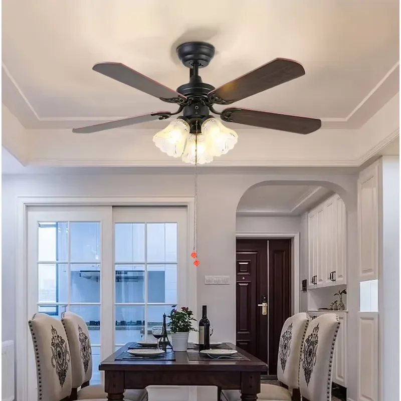 Wholesale Neoclassical 5 Blade Ceiling Fan with 3 Lights LED Remote Control