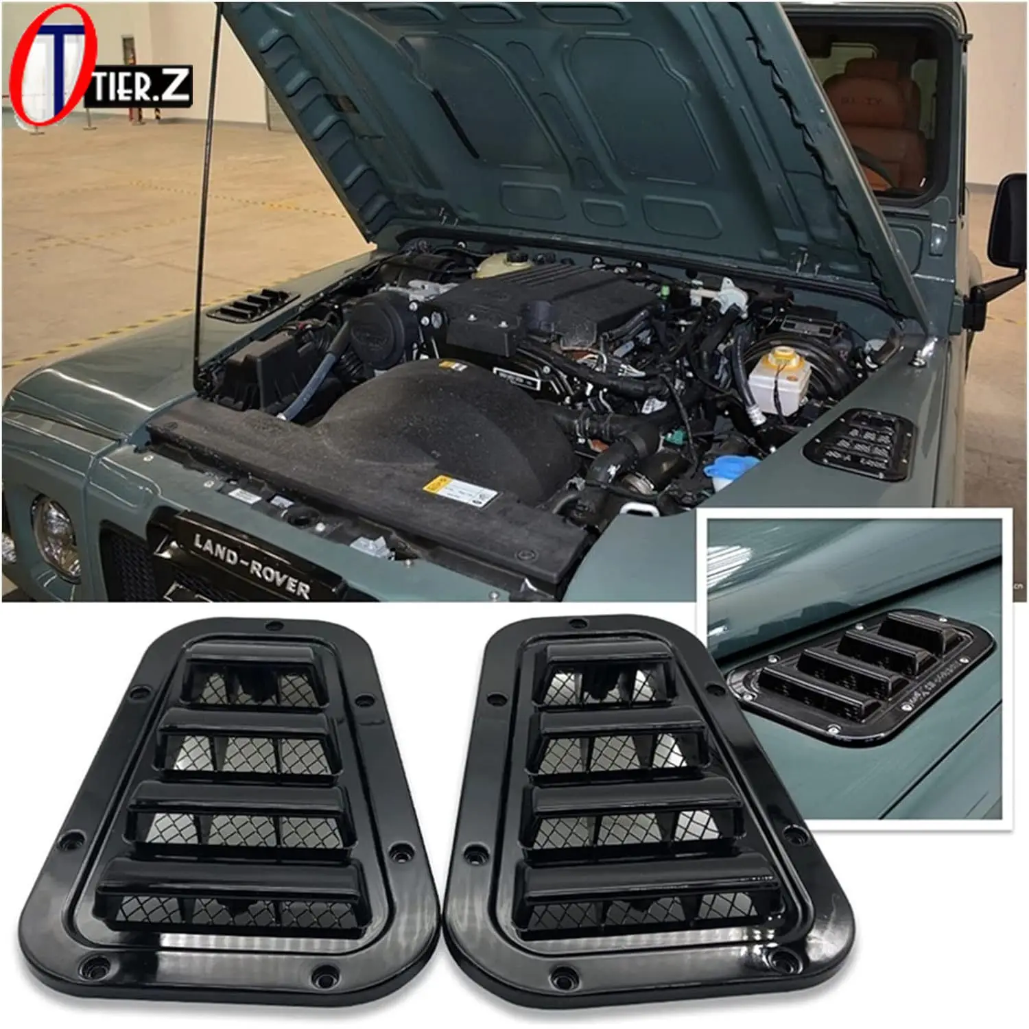 

ABS Piano Black Hood Vent for Land Rover Defender 2003-2019 Models Exterior Accessories Car Styling