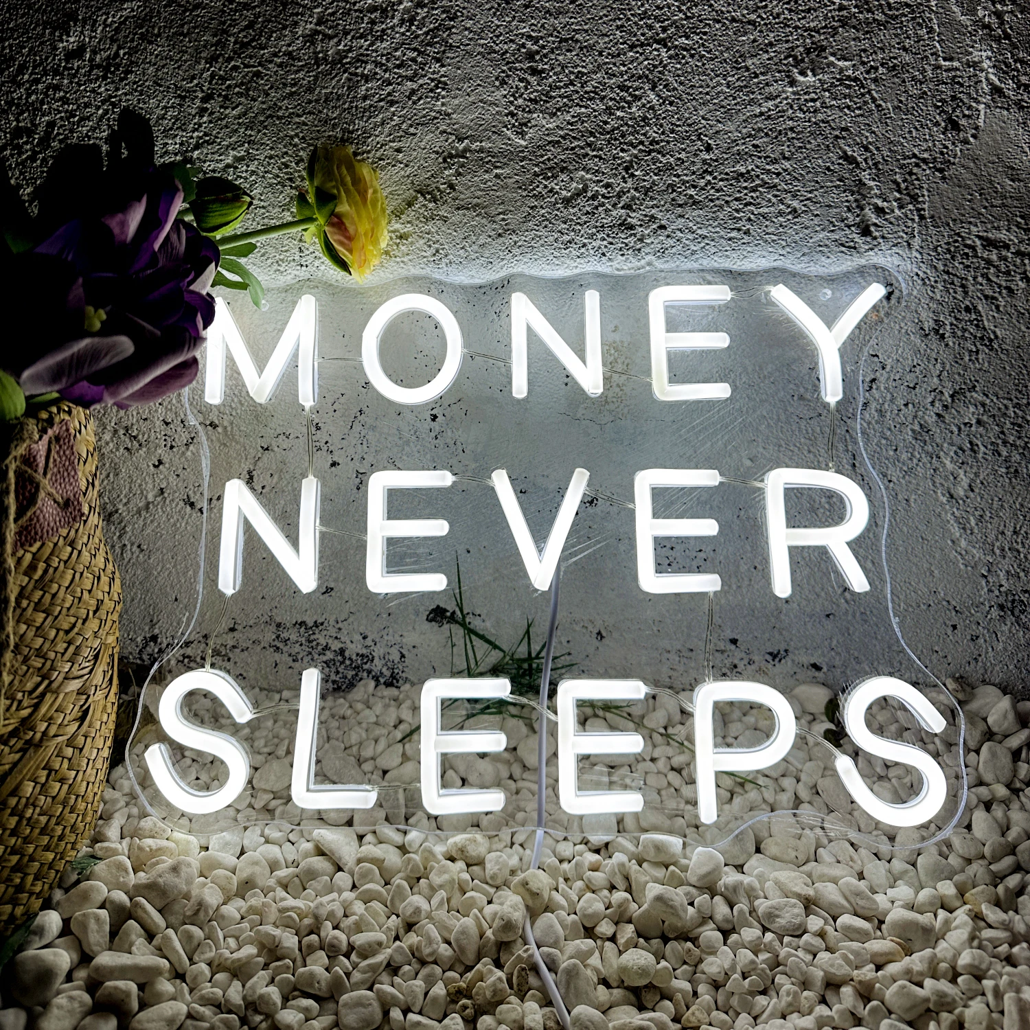 

Money Never Sleeps Custom Dollar Neon Sign Entrepreneur Incentive Room Party Shop Bar Studio Gamers Wall Decoration LED Lights