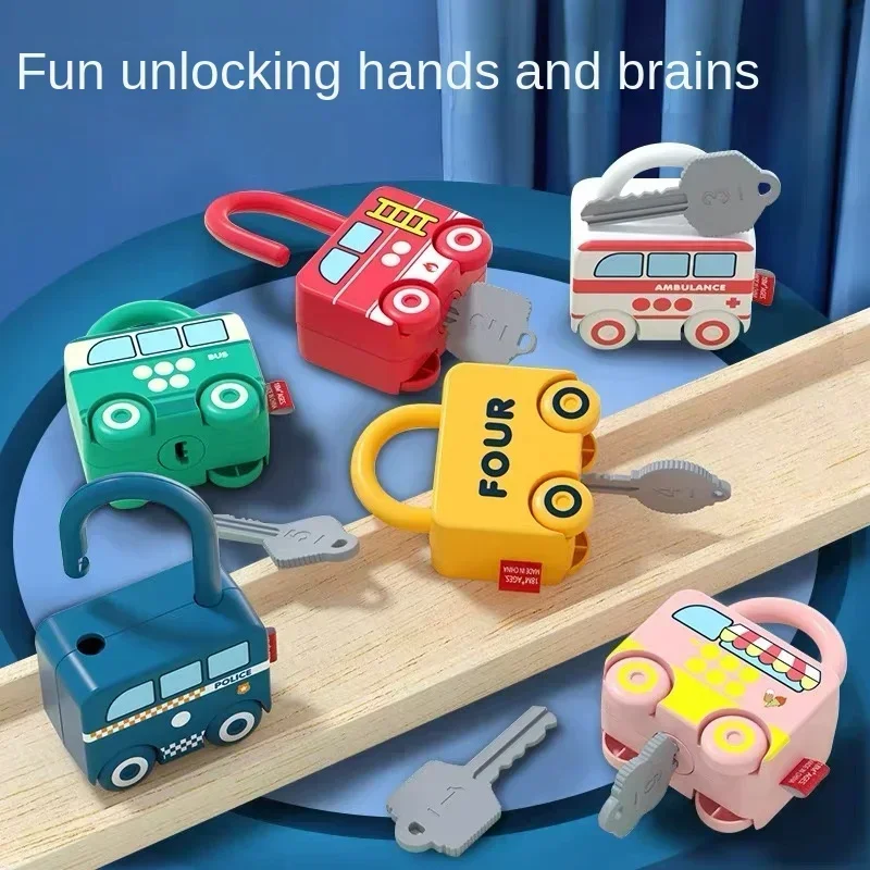 Kids Learning Lock Unlock Car Toy with Keys Kids Montessori Educational Toys Learning Locks Matching Games Toy