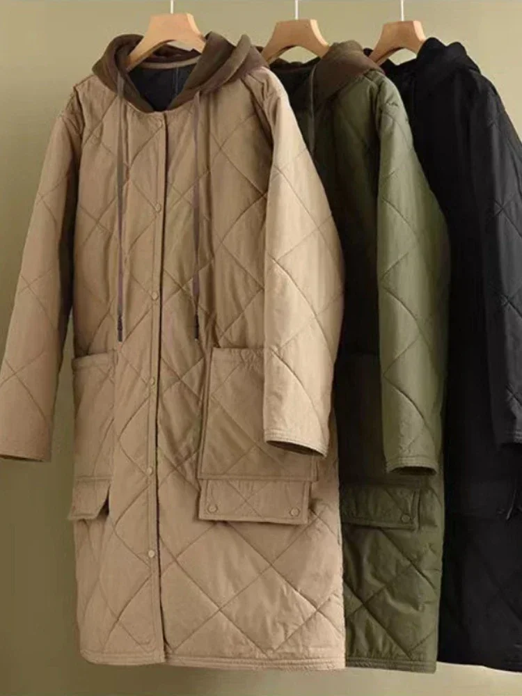 Coats Woman Winter 2022 Clothes Jacket Mid-length Loose Hooded Thickened Harajuku Vintage  Varsity Fashion Tops 2022 Women