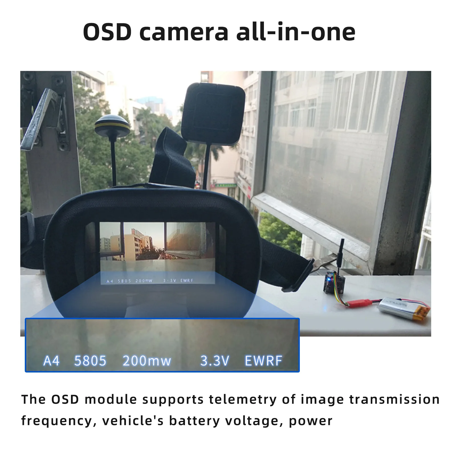 EWRF 800TVL Micro 5,8G 48CH CMOS AIO FPV OSD Kamera für Radiolink F121 Racing Drone 5,8G Wireless FPV empfänger Modul für RC8X – Detail 7