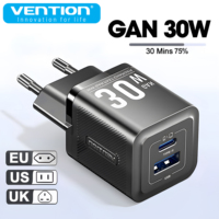 Vention GaN 30W USB C A Fast Charger for iPhone 16 15 Pro Multi Port Office Portable Charge Adapter for MacBook Samsung Xiaomi
