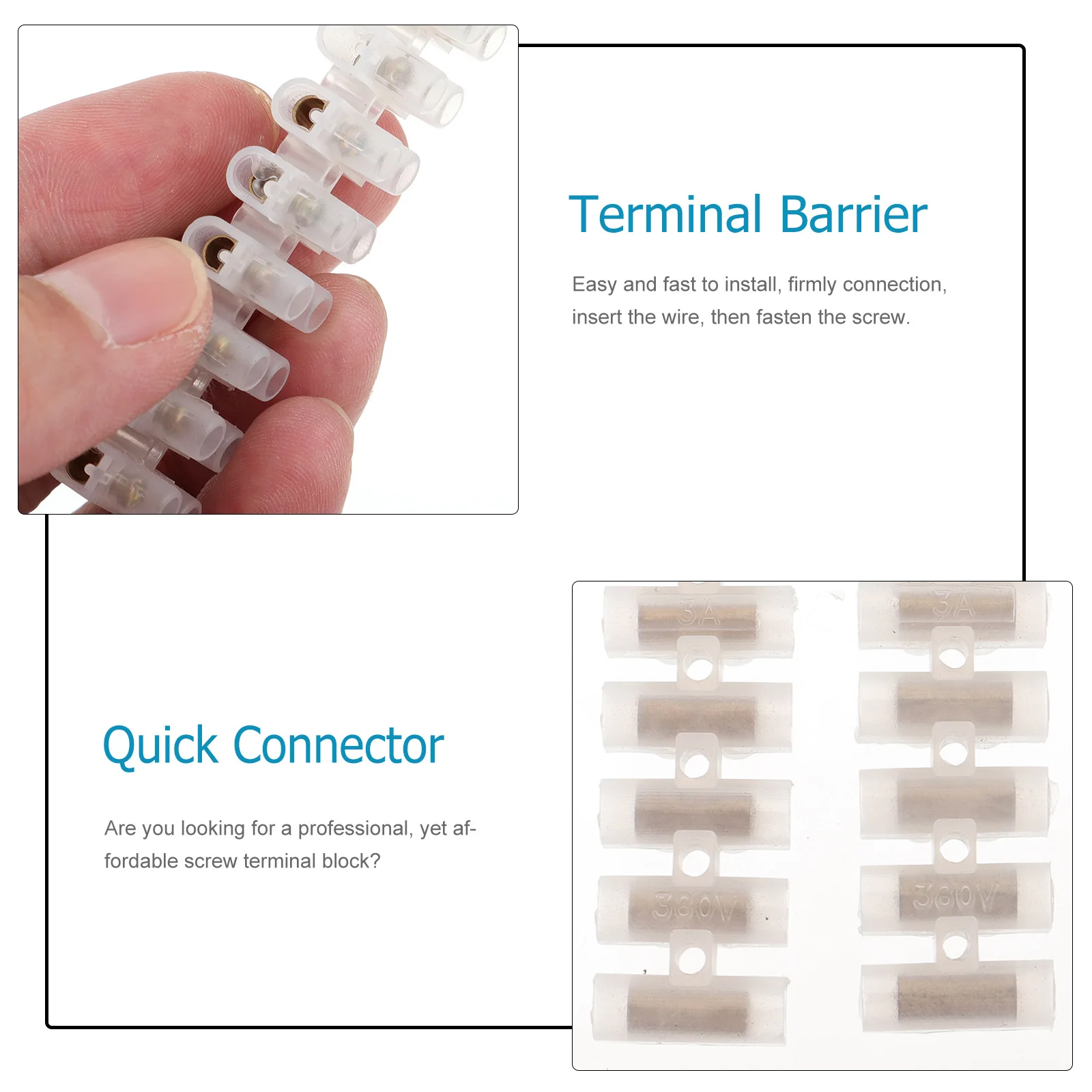 

10pcs 12 Position Screw Terminal Block Brass Conductor Wire Connector For Lighting Motor Power Supply Electrical Control Flame