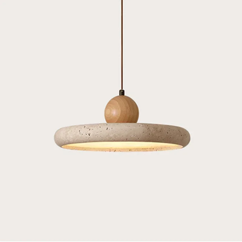 

2024 Hot Selling Yellow Limestone Wabi Sabi Decor Hanging Light Modern Creative Circular Restaurant Bedroom Bedhead Pendant Lamp