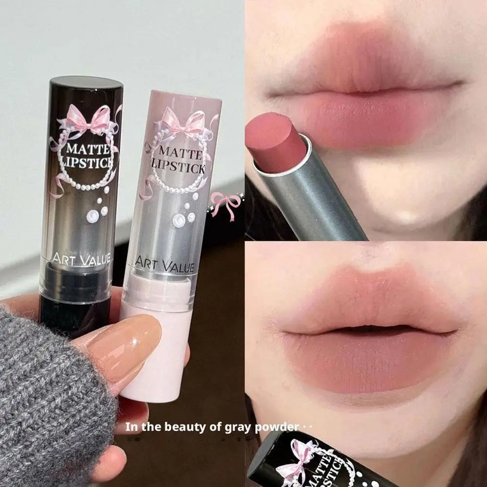 Cement Gray Brown Low Gloss Lipstick Waterproof Sweatproof Not Fade Lip Gloss With Fine Shine Tobacco Pink Lip Stick Makeup