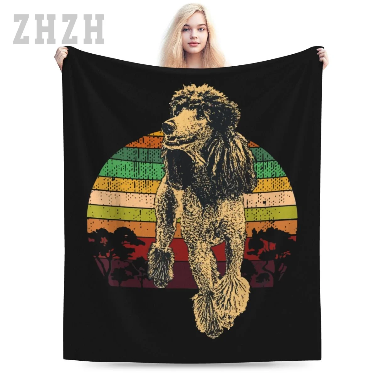 Blanket Poodle Dog Breed Flannel Multifunction Outdoor Camping Sofa Cover Keep Warm