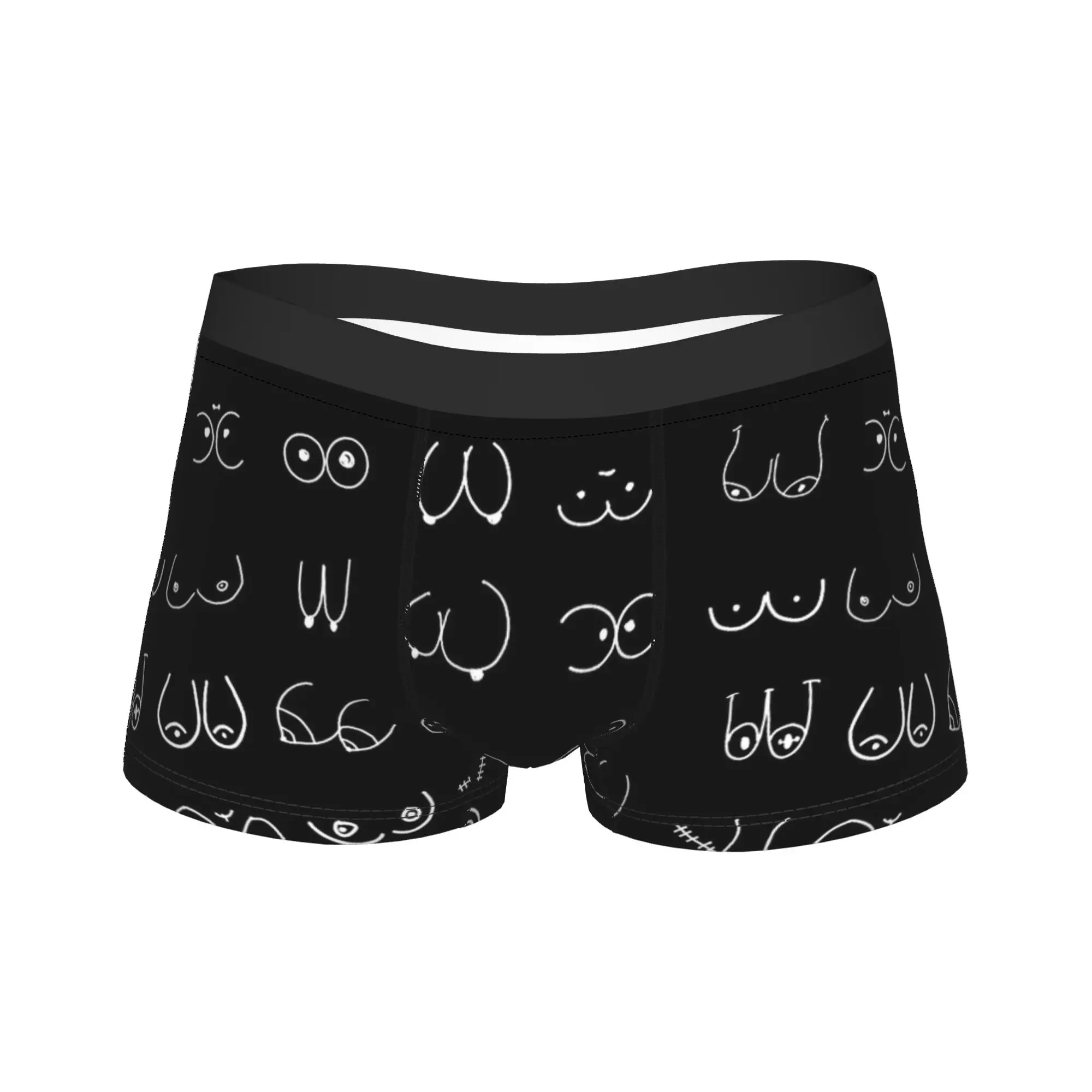 Black Boobs Pattern Underwear  Man Boxer Brief Comfortable Boxer Shorts Hot Sale Custom DIY Plus Size Panties