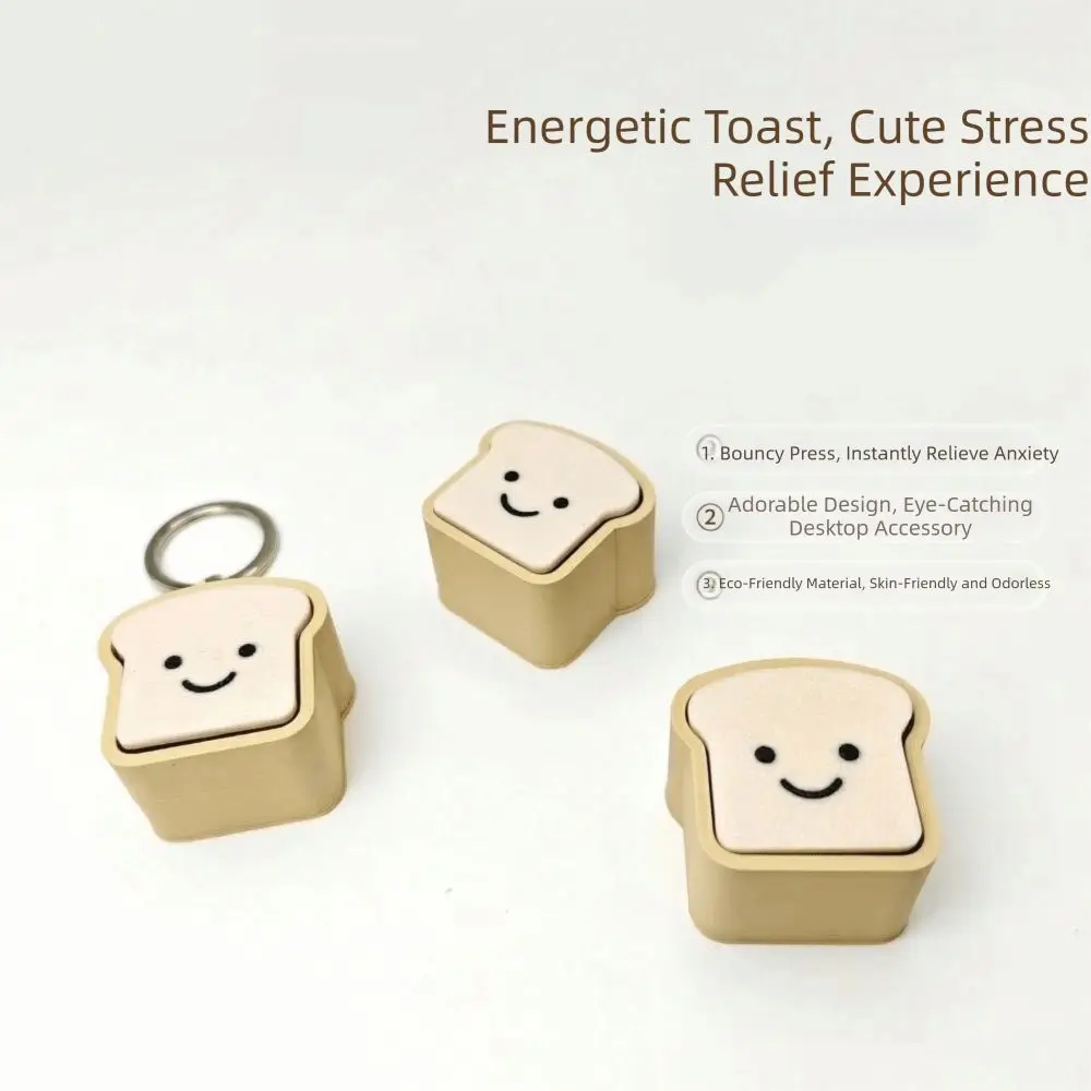 3D Printed Toast Keyboard Clicker Sensory Bag Pendant Bread Fidget Keychain Finger Press PLA Material Finger Clicker Adult