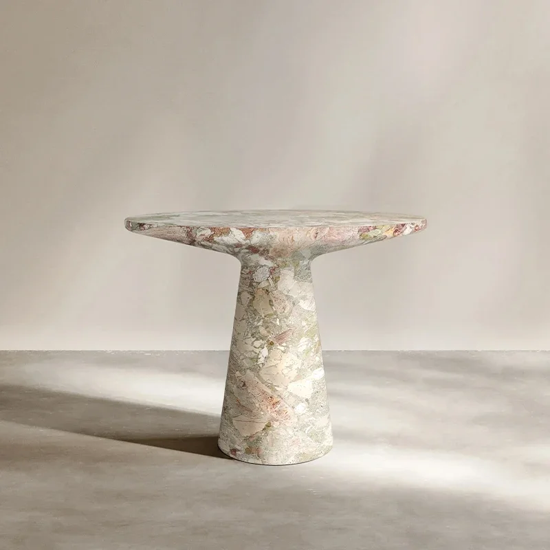 #Dream Home Premium Modern Side Table Sculptural Tapered Base Marble Accent Furniture Italian Design Luxury Round Side Table