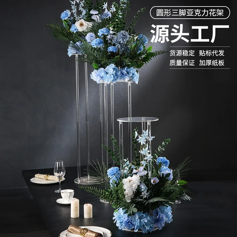 Clear Flower Vase for Wedding Decoration, Table Centerpiece, Vintage Floral Stand, Columns for Marriage, 10Pcs