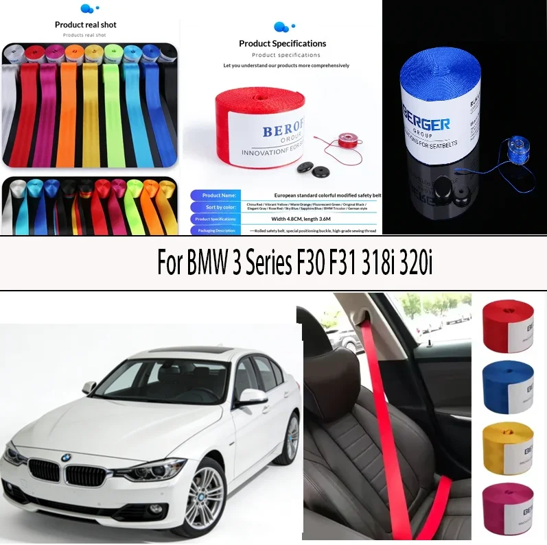 

For BMW 3 Series F30 F31 318i 320i Car Seat Belt Seatbelt Webbing Lap Retractable Safety Strap 48MM
