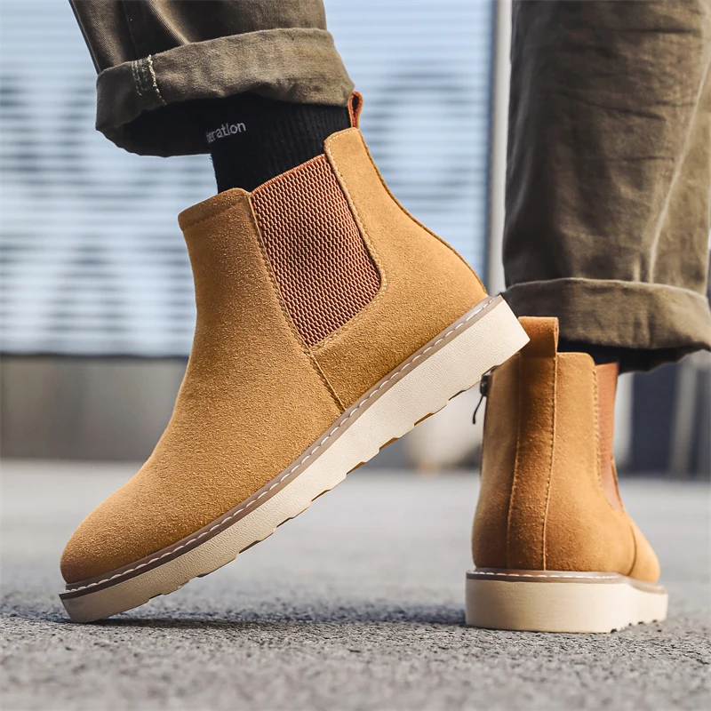 

Men's frosted short boots Fashionable minimalist British style Outdoor Leisure Party Walk Daily business office youth shoes