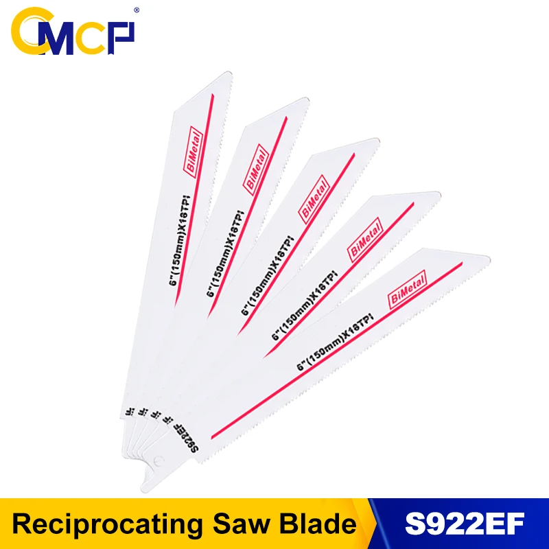 

CMCP 1pc S922EF Reciprocating Saw Blades 6'' 18TPI Bi-metal Wood Pruning Saw Blades For Plastic Pipe Metal Cutting