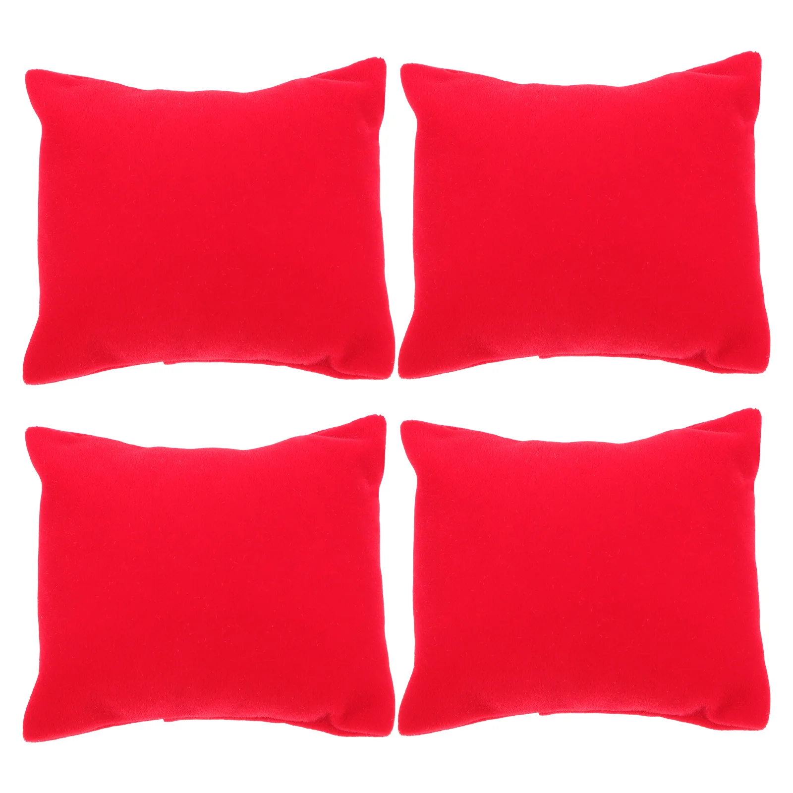 

4pcs Watch Display Pillow Red Flannelette Jewelry Props for Bracelet Storage Soft Comfortable Party DIY Decor