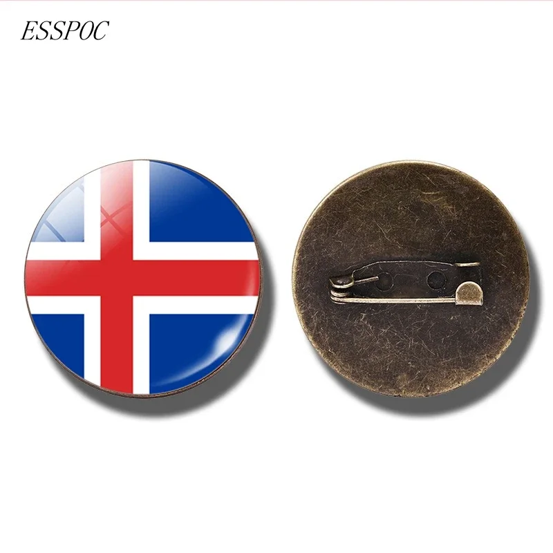 Europe National Flag Badge Pin France Italy Spain Poland Russia Ireland Netherlands Country Flag Brooch Glass Cabochon Jewelry