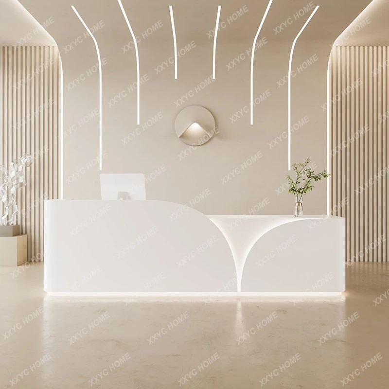 XX High Quality Luxury Reception Desks Office Business Service Modern Reception Desks Wood Elegant Bureau Industrial Furniture