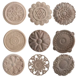 Apliques Florales De Madera Para  Muebles  Decoración Antigua Para El Hogar   Tallado En Calcomanía De Pared Figuritas Vintage