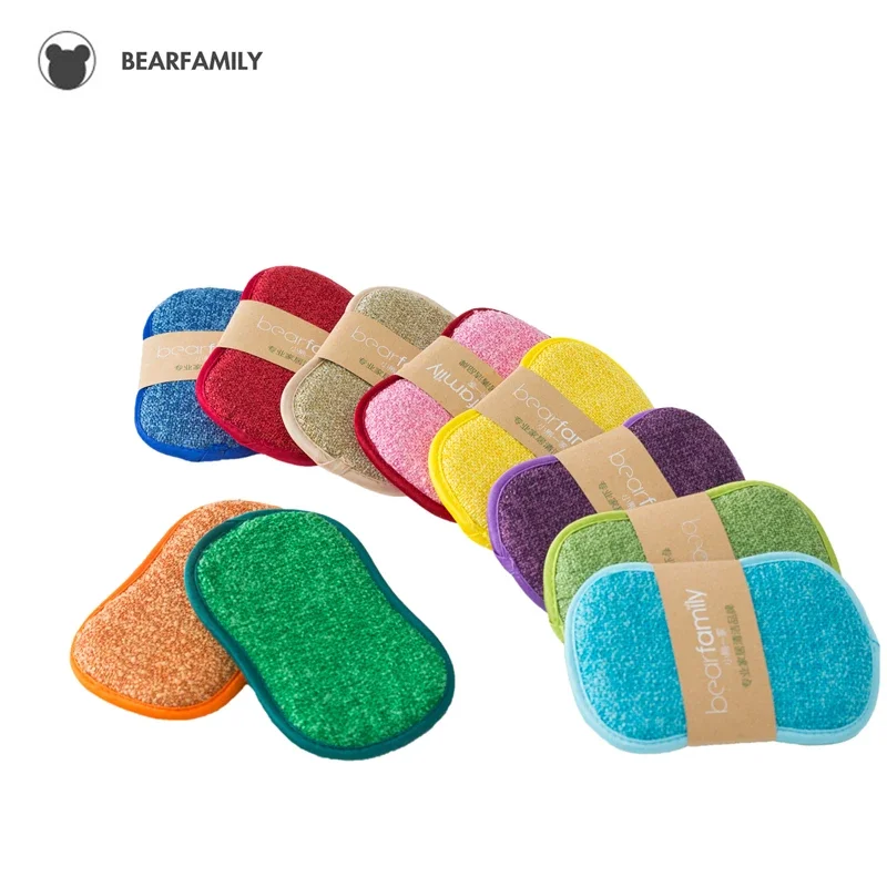 BEAR FAMILY 5/10pcs Household Magic Sponge Kitchen Cleaning Brush Microfiber Scrub Sponges for Dishwashing Kitchen Accessories