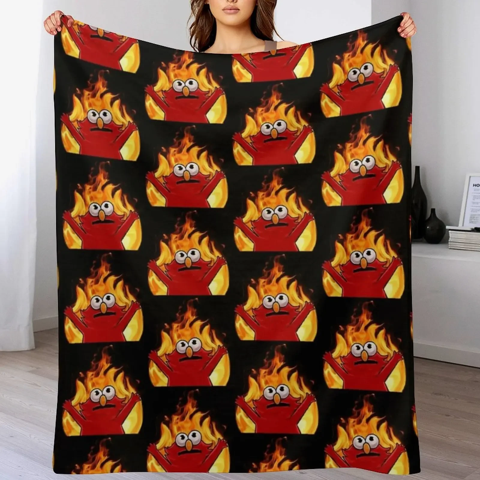 

RISE flame meme Throw Blanket Plush Heavy Plaid on the sofa Furry Blankets