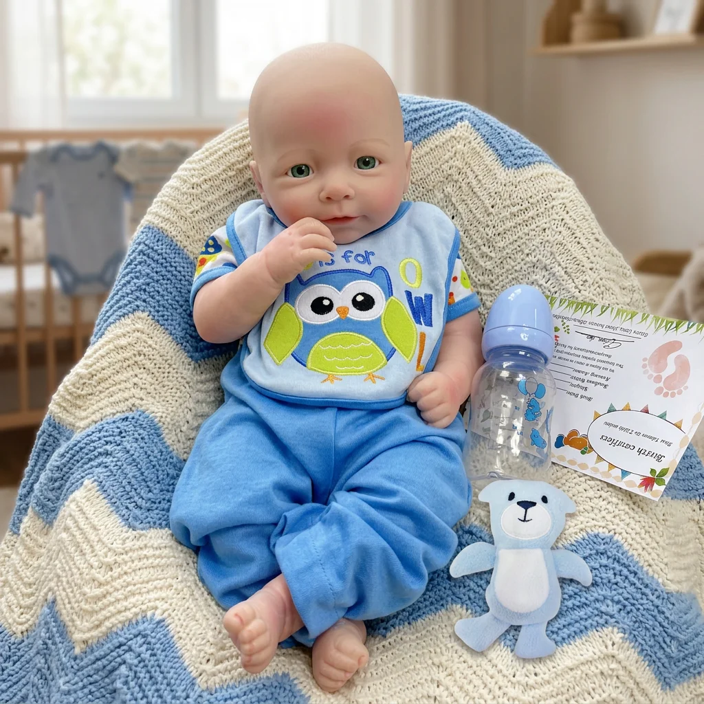 18 Inch Lisa Full Body Silicone Reborn Doll Bald Design Lifelike Hand Painted Waterproof Collectible Art Ornament for Holiday