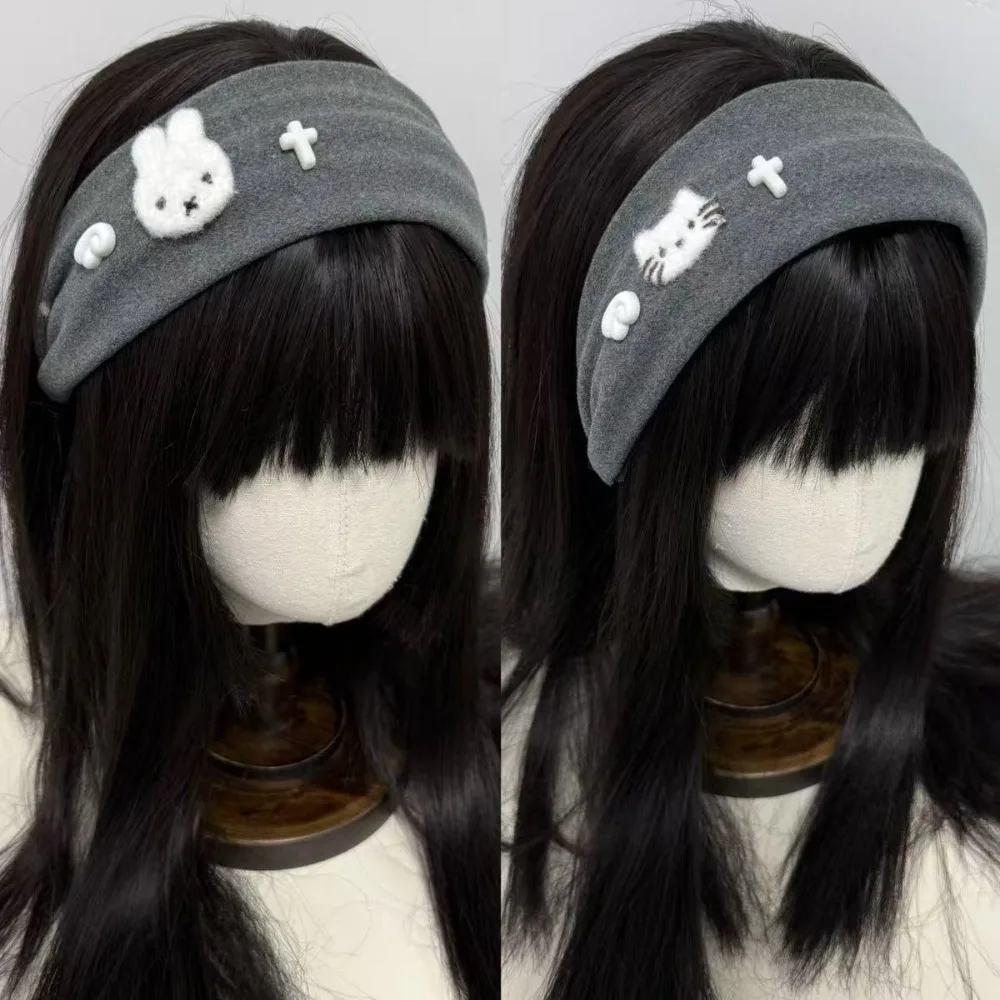 Miffy Kawaii Graues Stirnband mit breitem Rand, niedliches Mädchen-Haarband im Ins-Stil, Haarspange, Dekoration, süßes Geschenkspielzeug