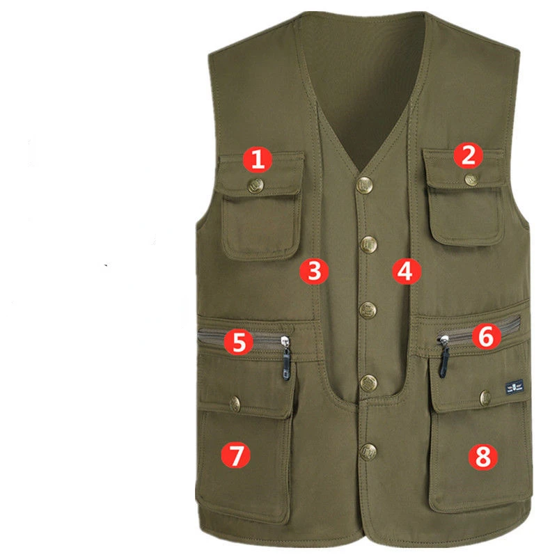 Multi-Pocket Outdoor Sport Fishing Photography Vest Men Military Tactical Jacket Sleeveless Clothing Biker Safety Vest Clothing