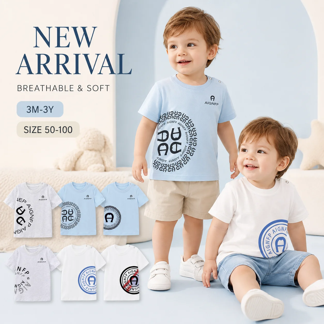 Trend Newborn T-shirt baby summer clothes 2026 New letter print short sleeve Toddler Tops cotton fashion Infant boys half sleeve