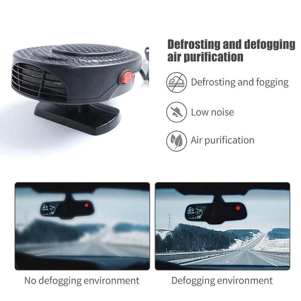 

12V Car Heater Electric Two Gear Adjustment Air Outlet Portable Defroster ABS Flat Bottom Low Volume Cars Warmer Indoor Truck