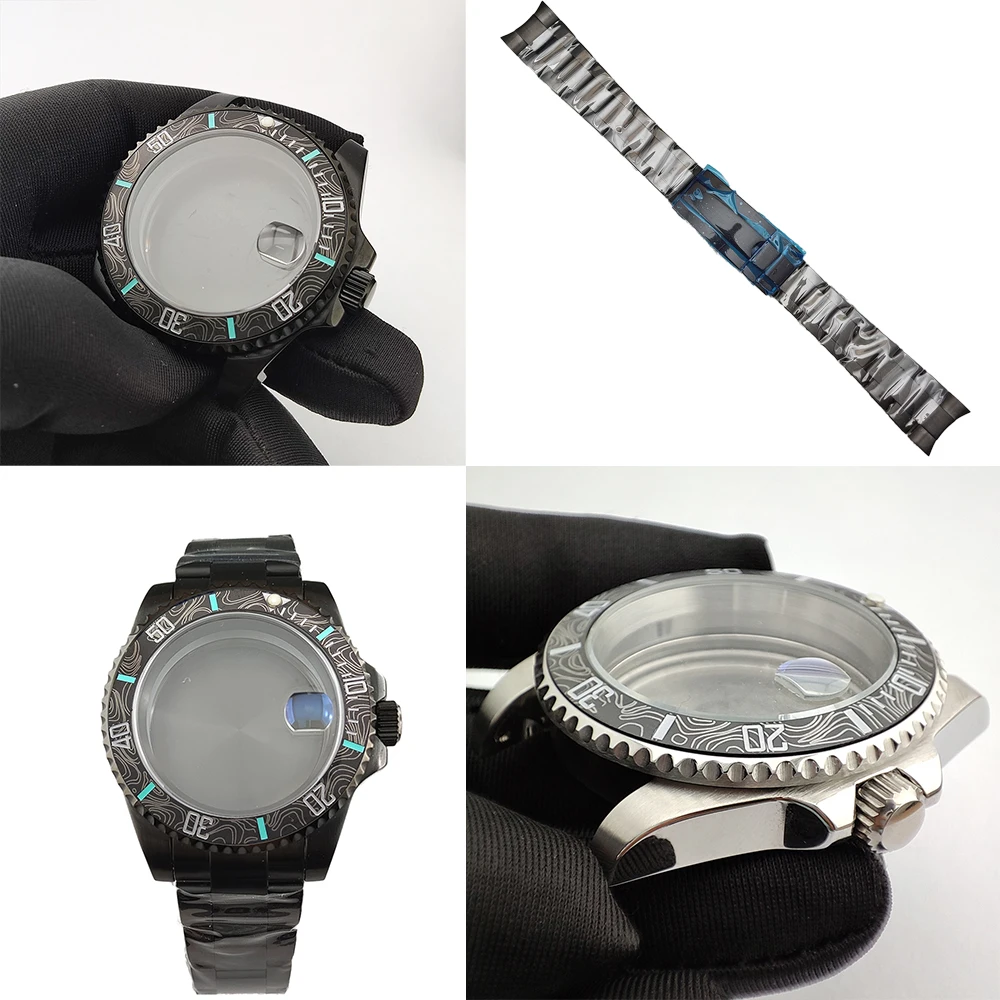 MEN 40mm NH35 Watch Case with Sapphire glass 120 Click gmt bezelCompatible with NH34/NH35/NH36 Movements Waterproof 28.5mm Dial