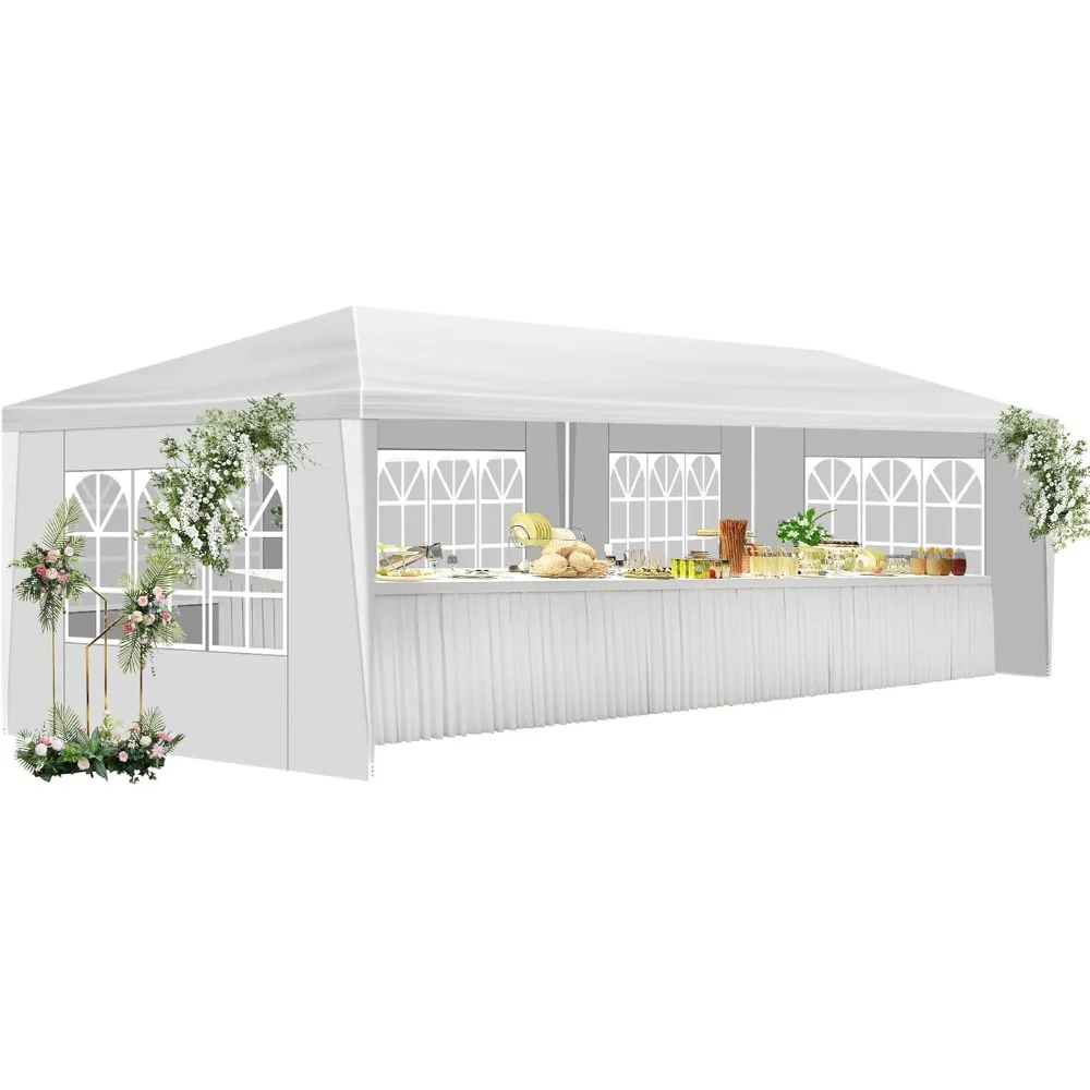 

Белая палатка с навесом 10 х 30 футов, палатка для вечеринок на заднем дворе с 5 съемными боковыми стенками, уличные белые палатки для вечеринок, мероприятий, дней рождения,