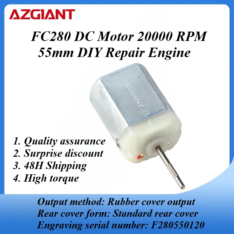 

FC280 DC Motor 20000 RPM 55mm DIY Repair Engine For Car Replacement Power OEM Accesseries Forward Rotation Toy High Quality