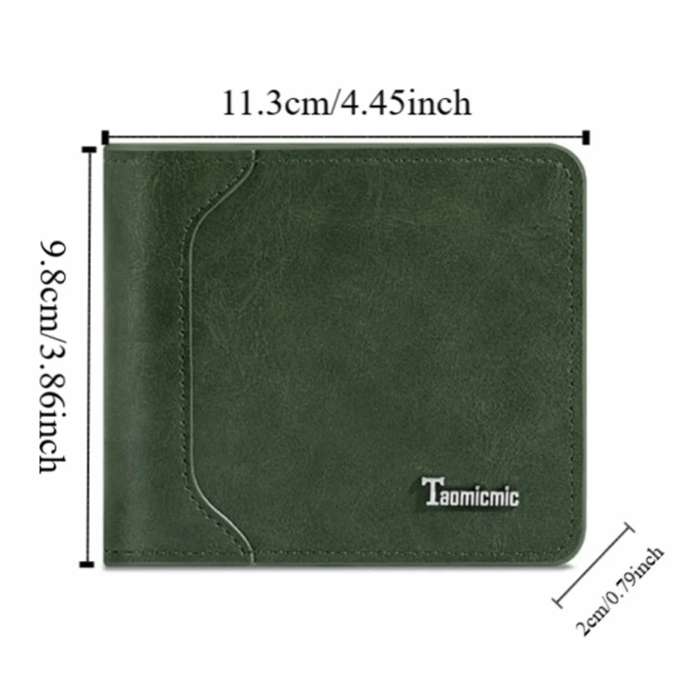 Fashion Business Men's Short Wallet Cash Bag Pu Leather Credit Card Holder Solid Color Casual Male Bifold Wallet Male